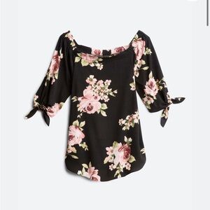 Stitch fix- Black and floral print off shoulder blouse